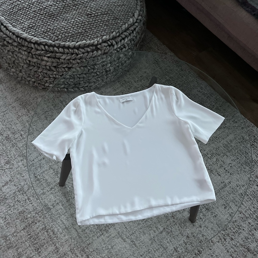 New Aritzia Sz XS, S Office, Business Babaton Randy Blouse, White Spring Casual - Picture 9 of 13
